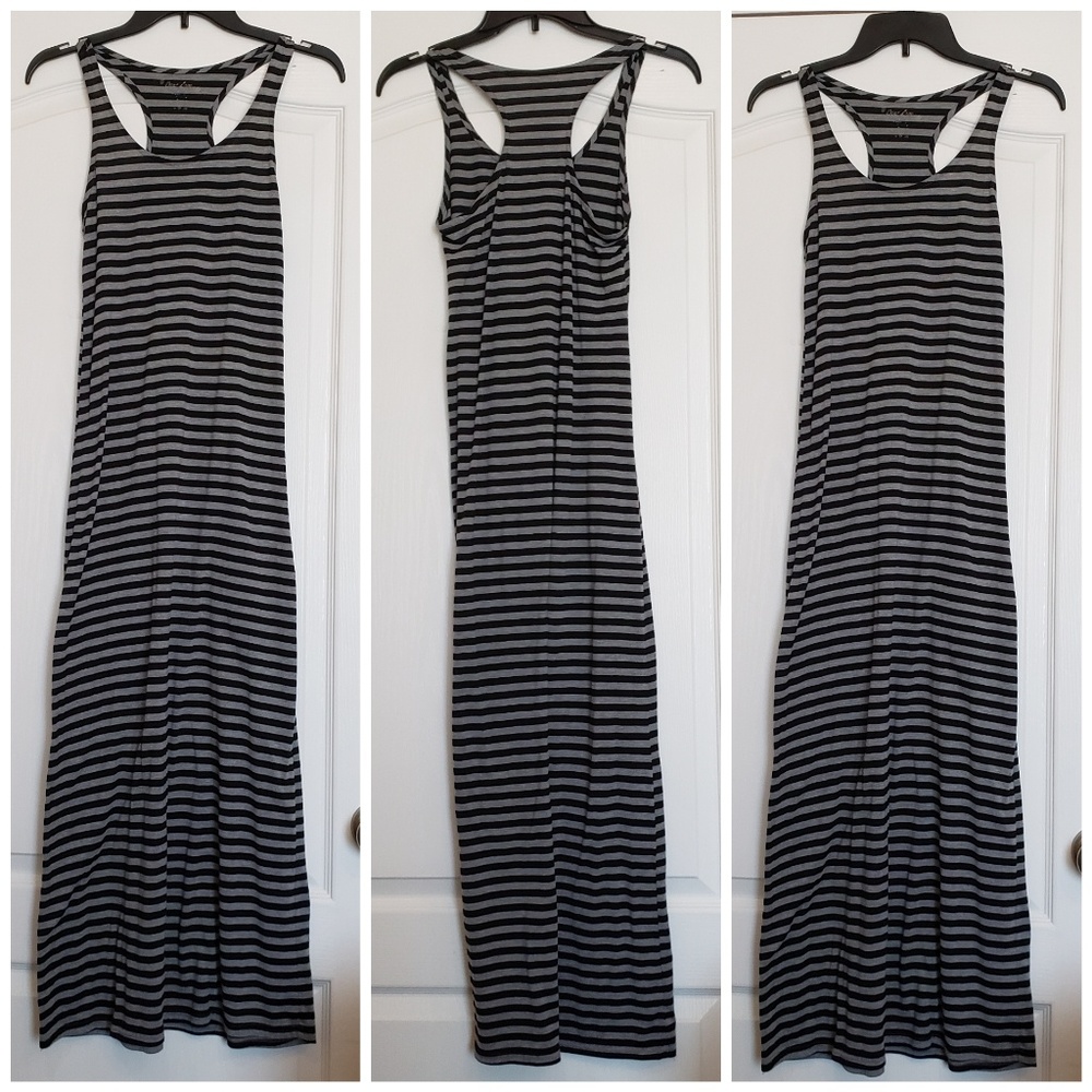 5/$25 Gray & Black Striped Maxi Dress H32